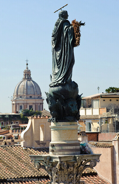 The statue of Our Lady of Piazza Mignanelli as seen from the terrace of the twin beds suite
