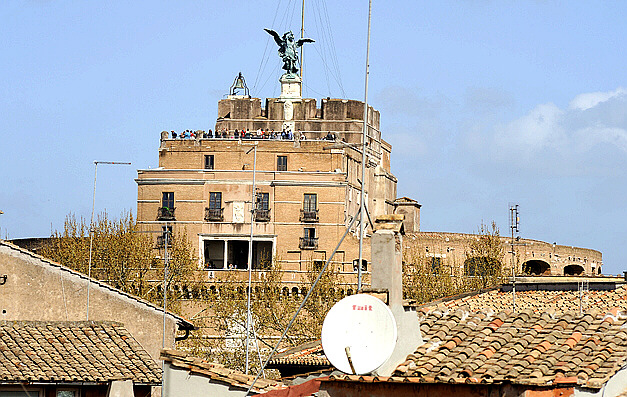 Rome Roman Roofs penthouse view of Castel Sant'Angelo