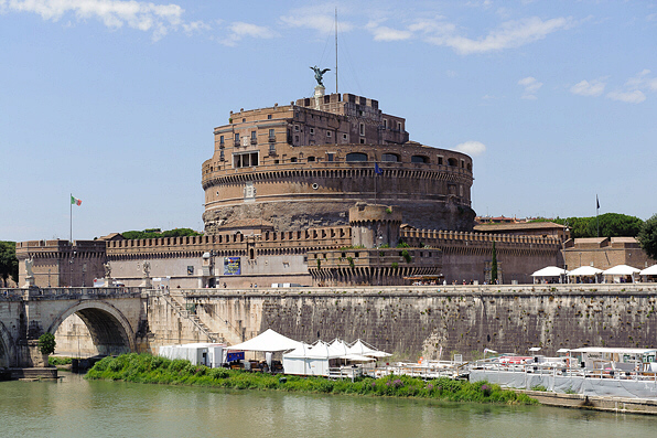 Rome Castel Sant'Angelo seen from the Tiber banks