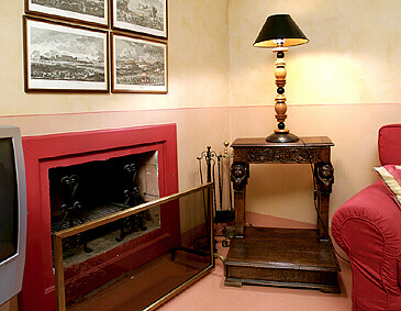 Fireplace and kneeling stool