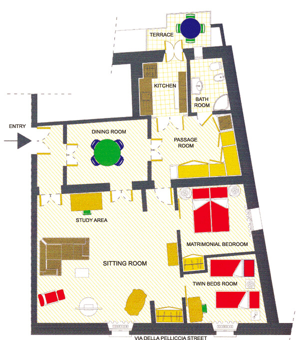 Trastevere Sweet Home two bedroom apartment floor plan