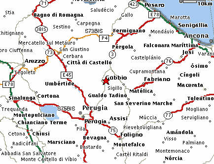 Detailed map of umbria italy