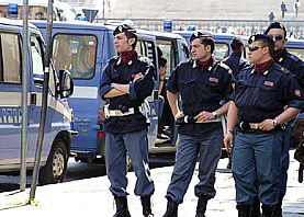 Rome police in uniform in the street